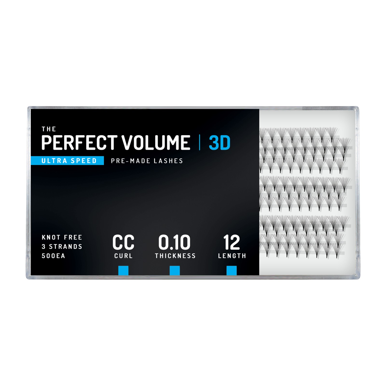 Perfect Volume Ultra Speed -  500 paketov vnaprej izdelanih 3D -  12 mm, CC, 0,10 mm